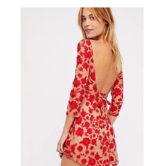 For Love & Lemons Red Temecula Lace Mini Dress - Picture 2 of 7